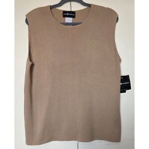 SAG HARBOR Women's Sleeveless Knit Top 100% Cotton Beige Sz XL ~NWT~